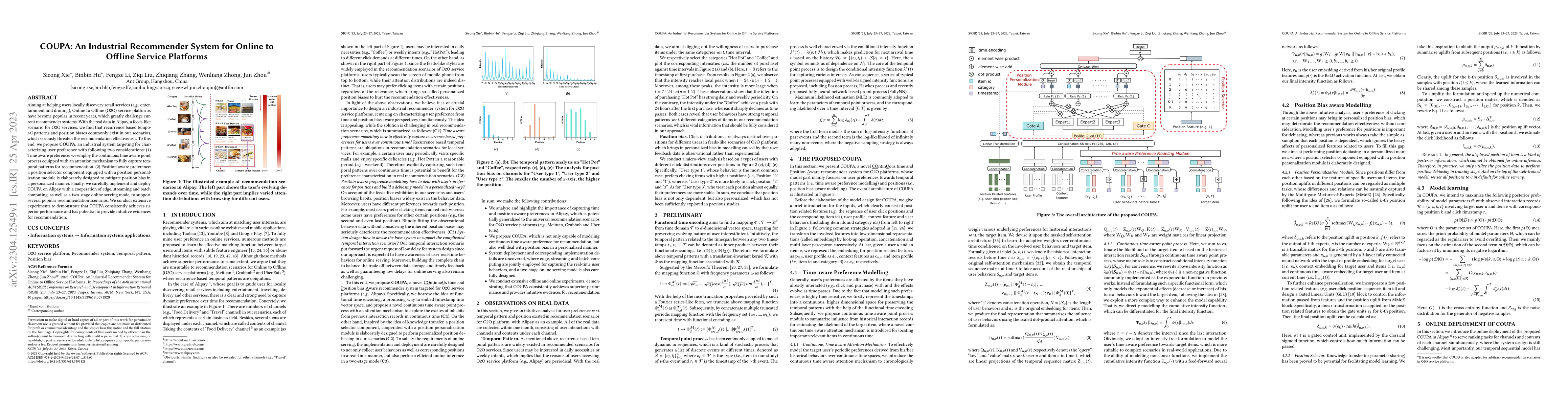 Thumbnail for COUPA: An Industrial Recommender System for Online to Offline Service
  Platforms