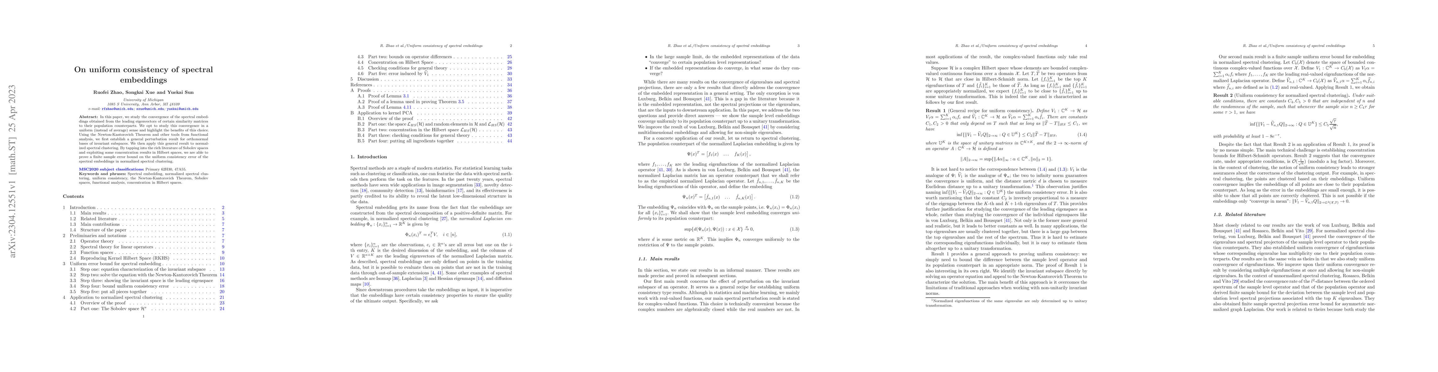 Thumbnail for On Uniform Consistency of Spectral Embeddings