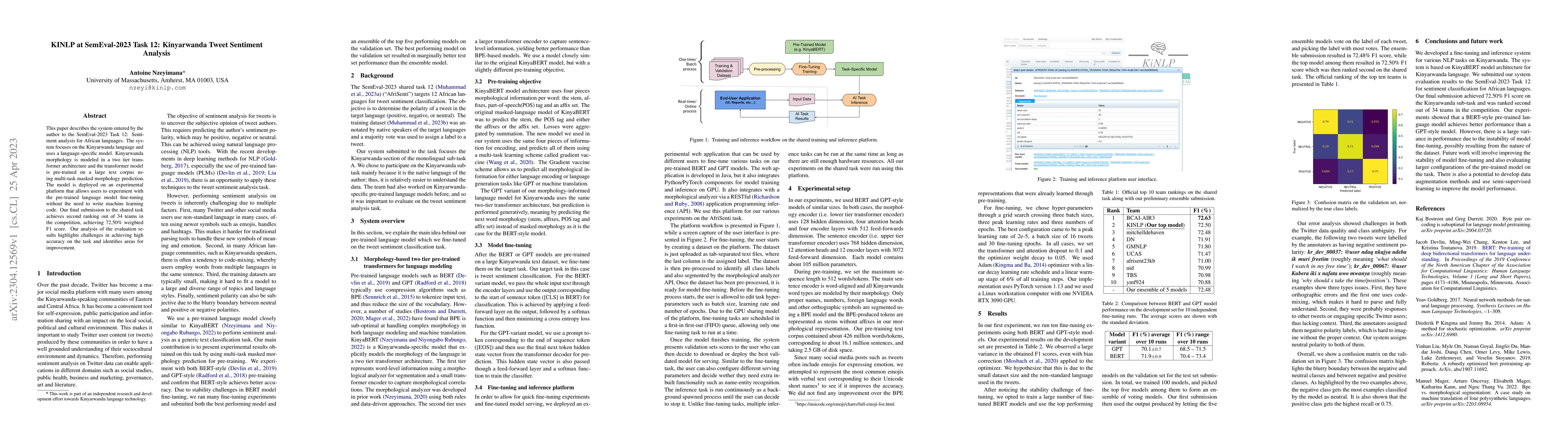 Thumbnail for KINLP at SemEval-2023 Task 12: Kinyarwanda Tweet Sentiment Analysis