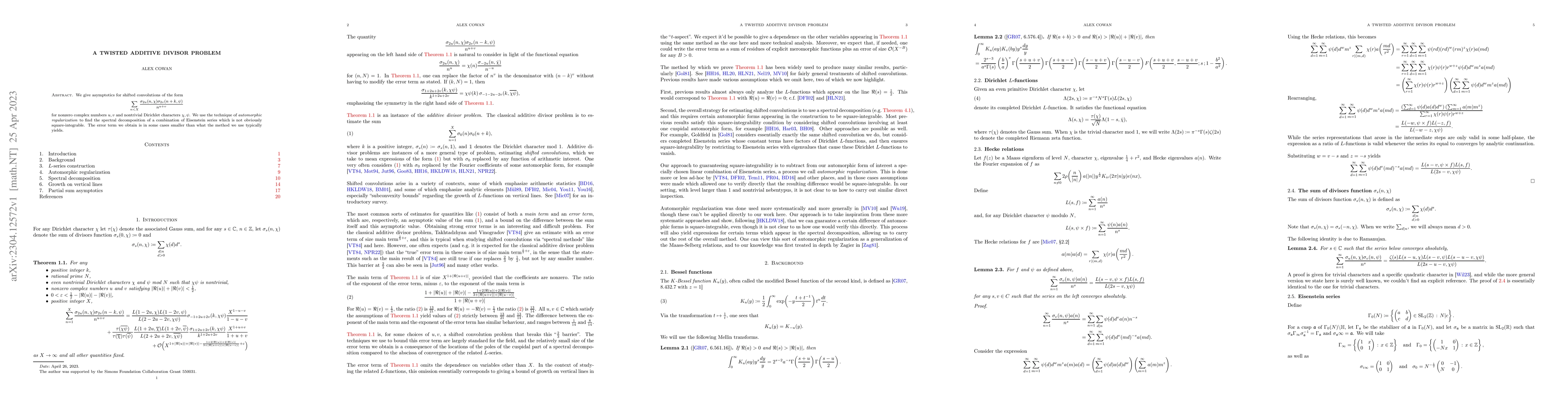 Thumbnail for A twisted additive divisor problem