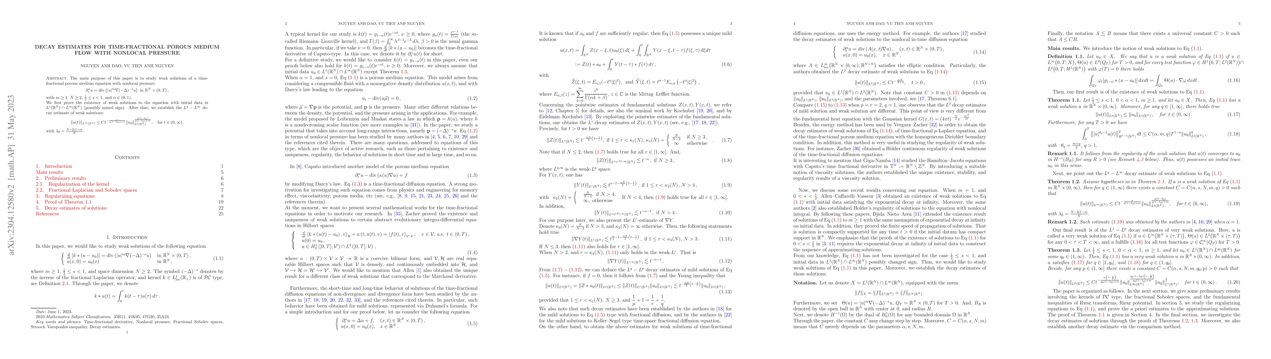 Thumbnail for Decay estimates for time-fractional porous medium flow with nonlocal
  pressure