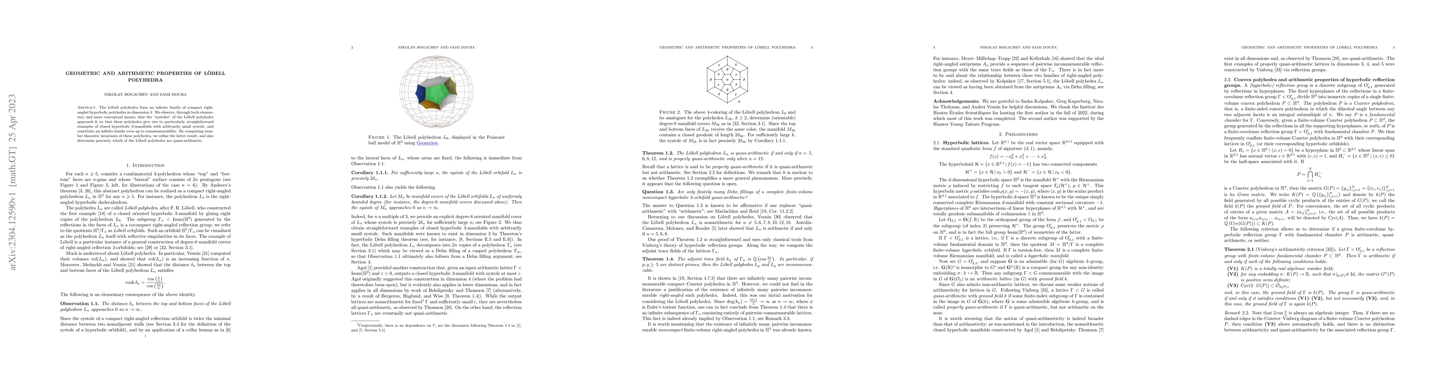 Thumbnail for Geometric and arithmetic properties of L\"obell polyhedra