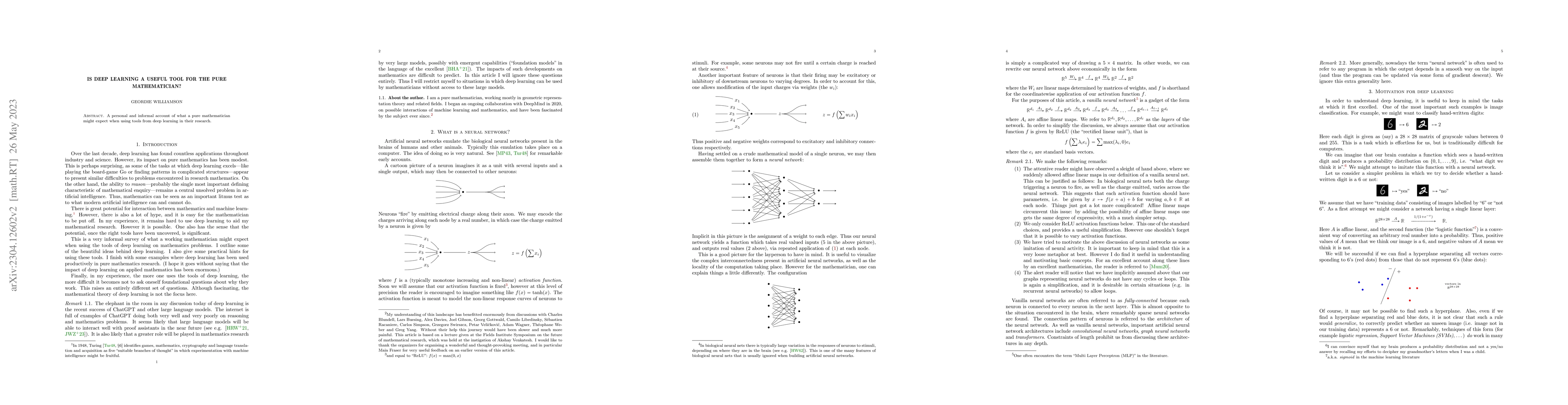 Thumbnail for Is deep learning a useful tool for the pure mathematician?