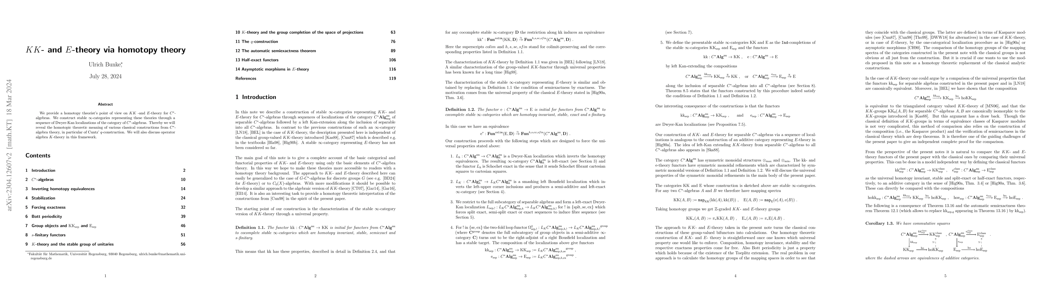 Thumbnail for KK- and E-theory via homotopy theory