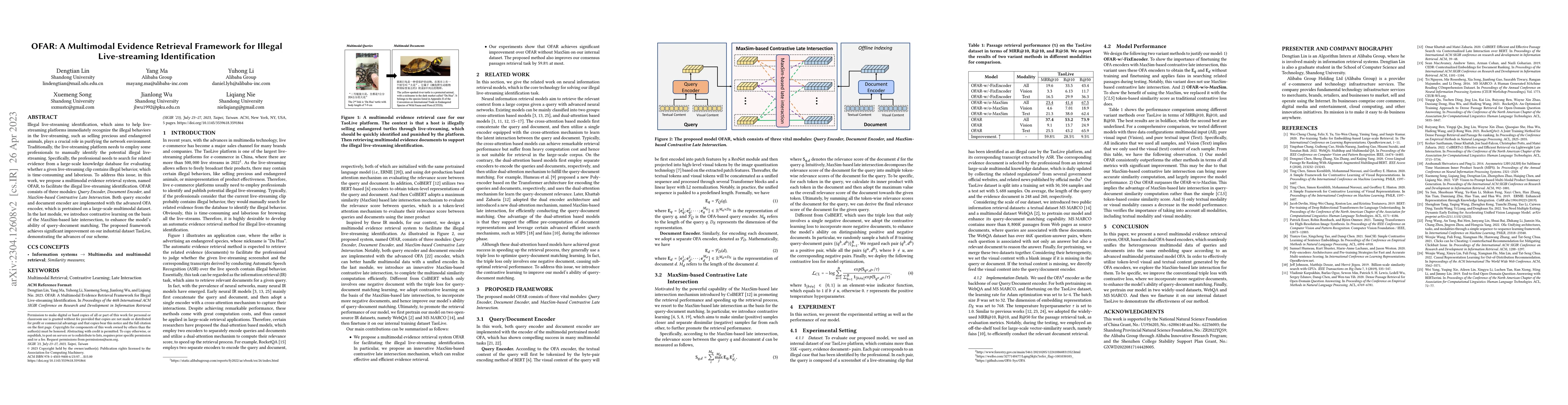 Thumbnail for OFAR: A Multimodal Evidence Retrieval Framework for Illegal
  Live-streaming Identification