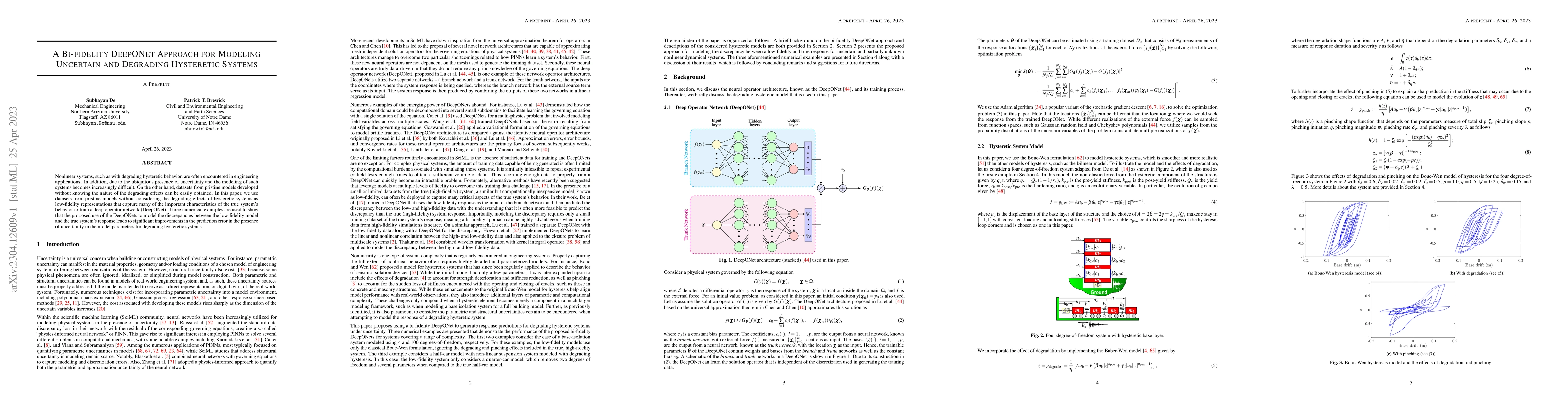 Thumbnail for A Bi-fidelity DeepONet Approach for Modeling Uncertain and Degrading
  Hysteretic Systems