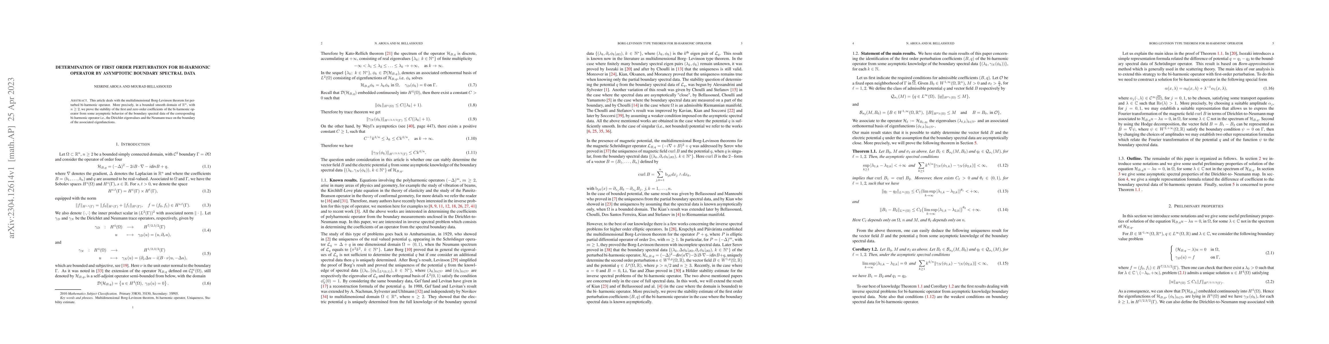 Thumbnail for Determination of first order perturbation for bi-harmonic operator by
  asymptotic boundary spectral data