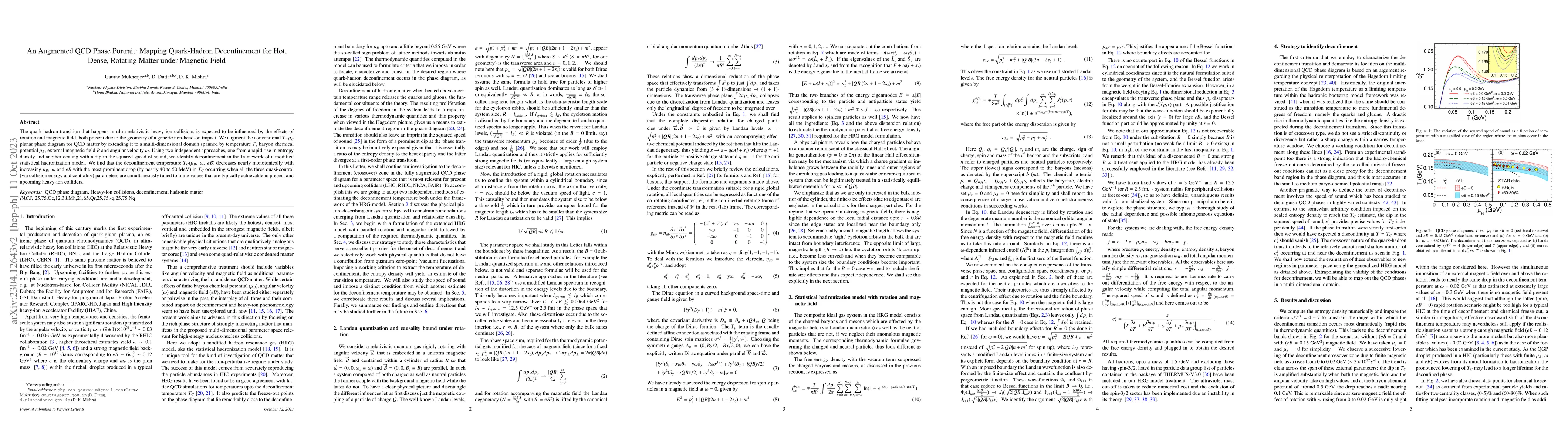 Thumbnail for An Augmented QCD Phase Portrait: Mapping Quark-Hadron Deconfinement for
  Hot, Dense, Rotating Matter under Magnetic Field