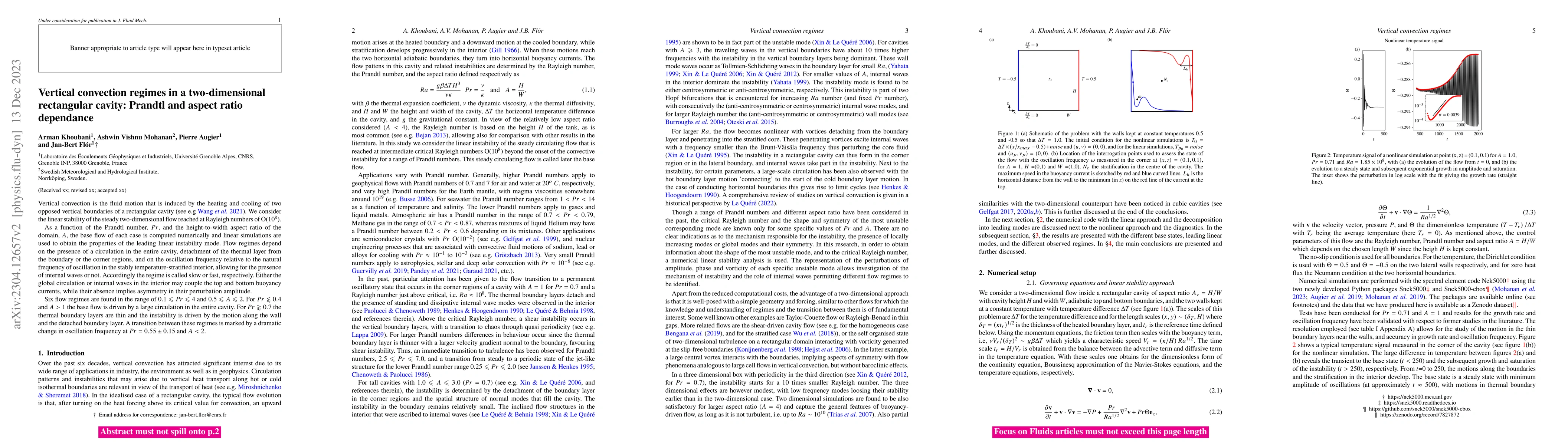 Thumbnail for Vertical convection regimes in a two-dimensional rectangular cavity:
  Prandtl and aspect ratio dependance