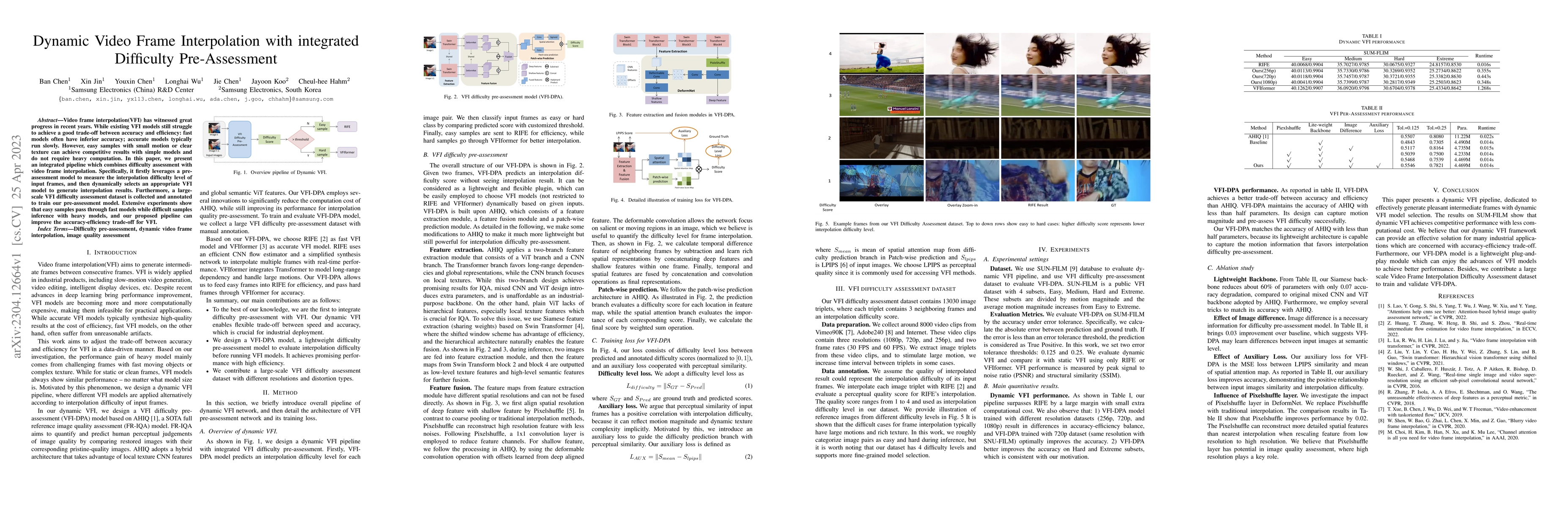 Thumbnail for Dynamic Video Frame Interpolation with integrated Difficulty
  Pre-Assessment