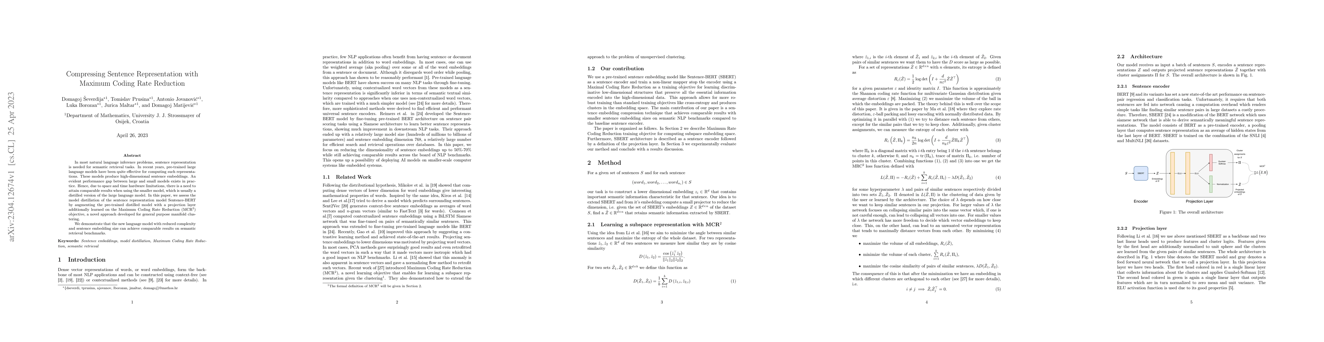Thumbnail for Compressing Sentence Representation with maximum Coding Rate Reduction