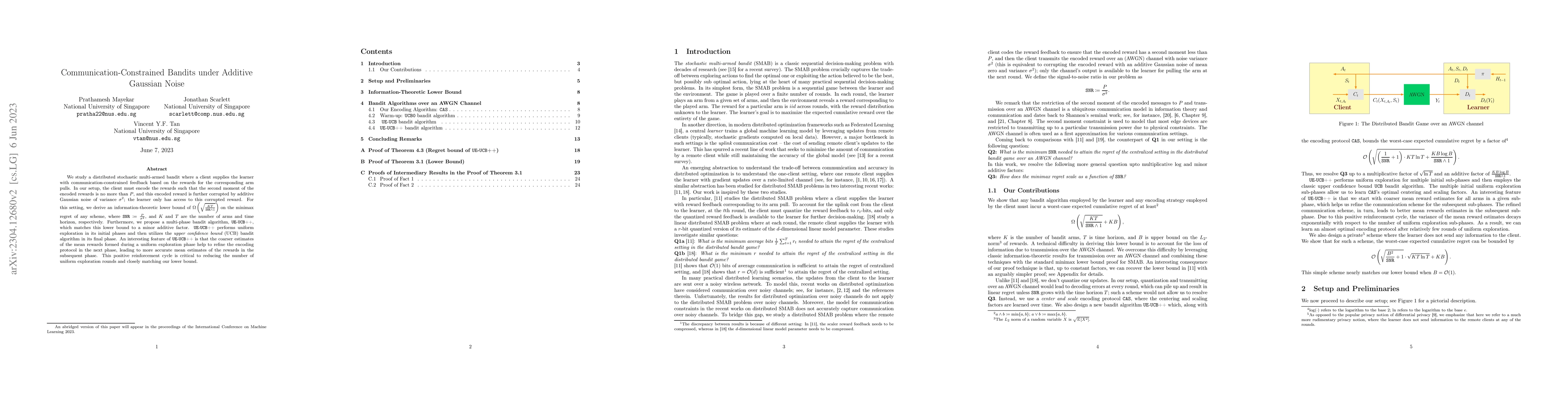 Thumbnail for Communication-Constrained Bandits under Additive Gaussian Noise