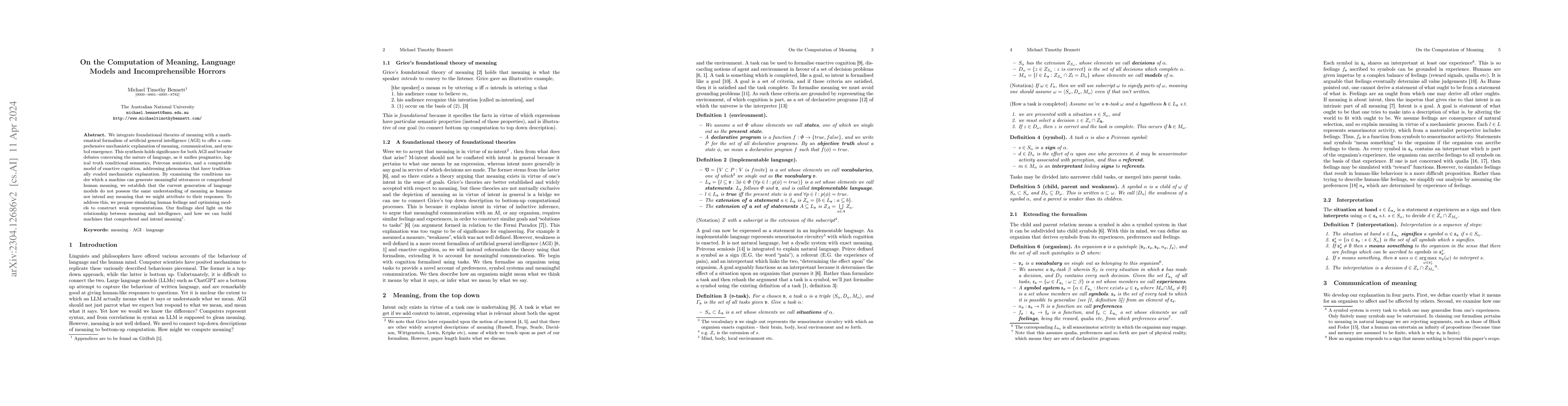 Thumbnail for On the Computation of Meaning, Language Models and Incomprehensible
  Horrors