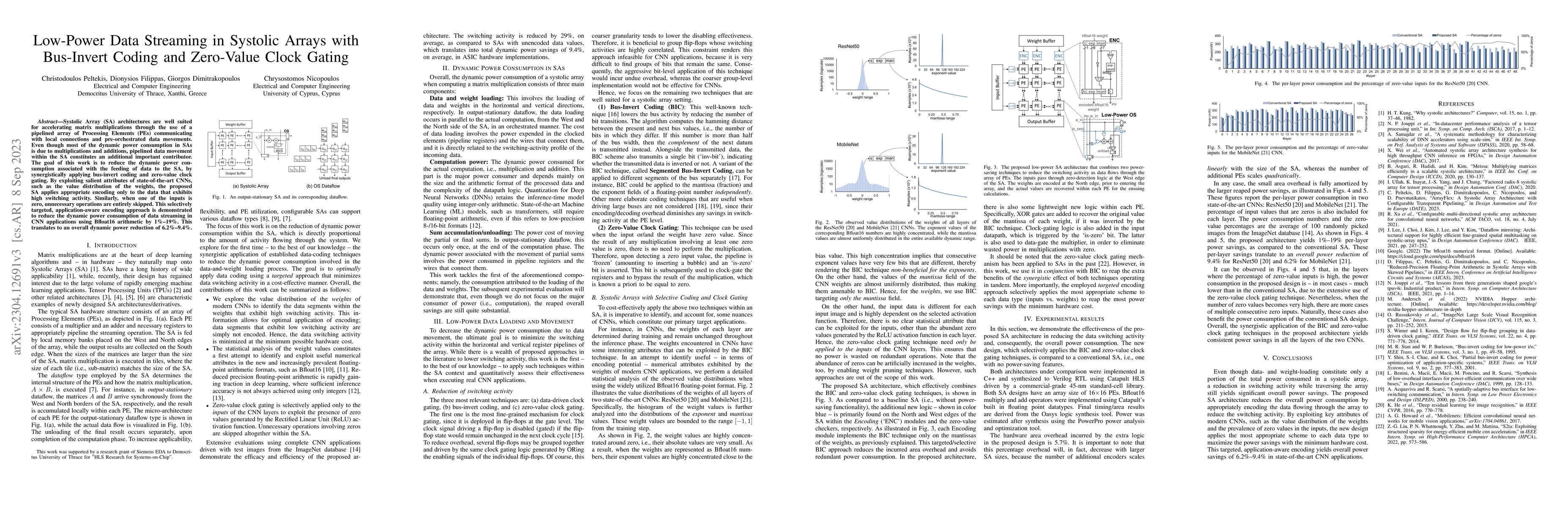 Thumbnail for Low-Power Data Streaming in Systolic Arrays with Bus-Invert Coding and
  Zero-Value Clock Gating
