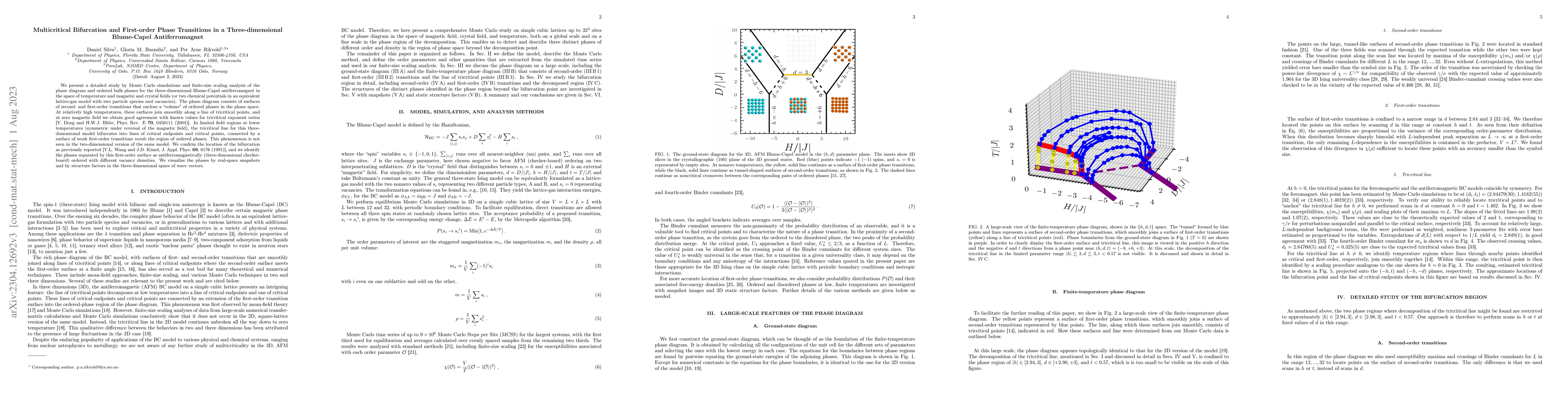 Thumbnail for Multicritical Bifurcation and First-order Phase Transitions in a
  Three-dimensional Blume-Capel Antiferromagnet