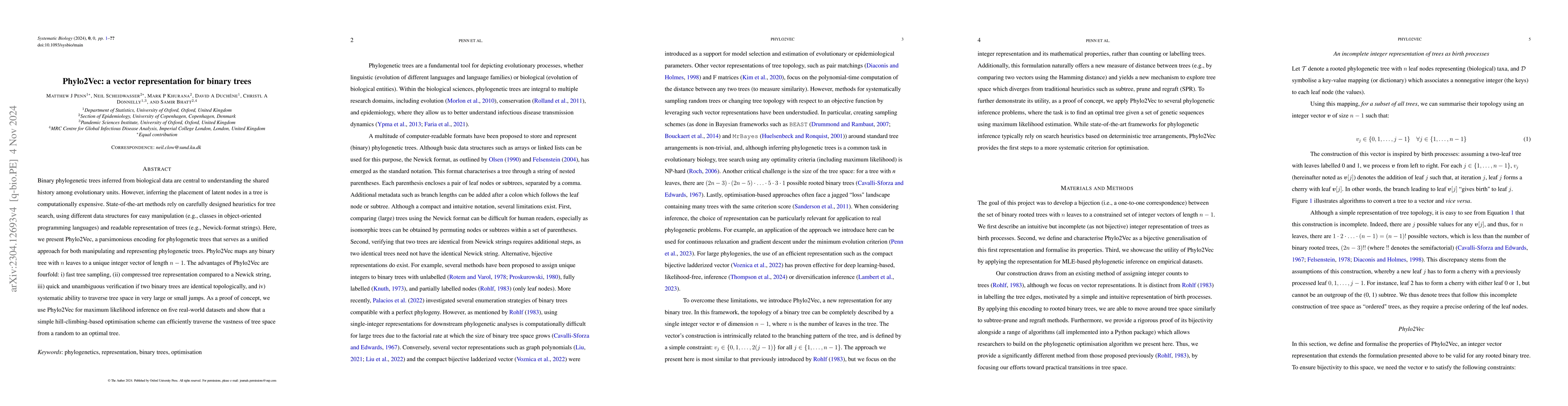 Thumbnail for Phylo2Vec: a vector representation for binary trees