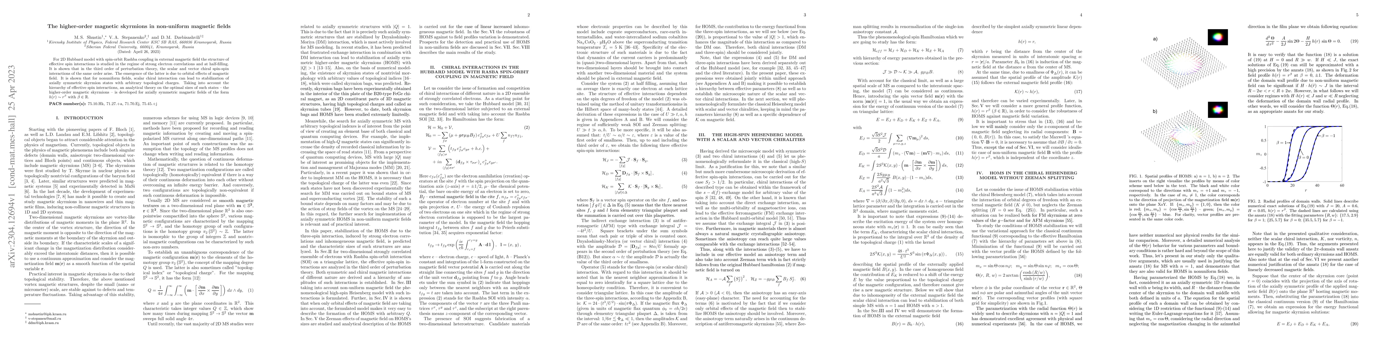 Thumbnail for The higher-order magnetic skyrmions in non-uniform magnetic fields