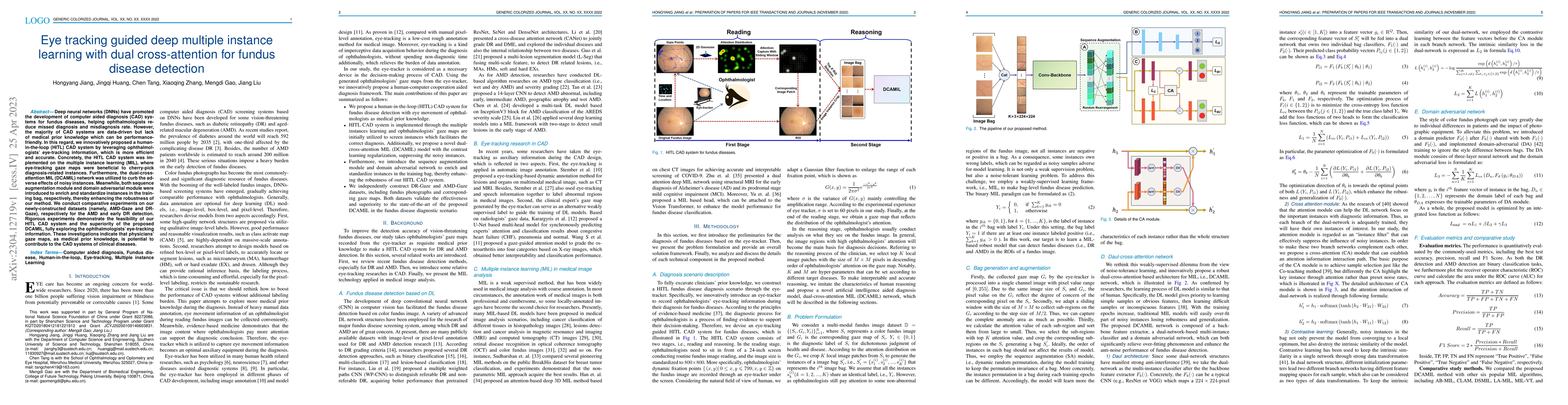 Thumbnail for Eye tracking guided deep multiple instance learning with dual
  cross-attention for fundus disease detection