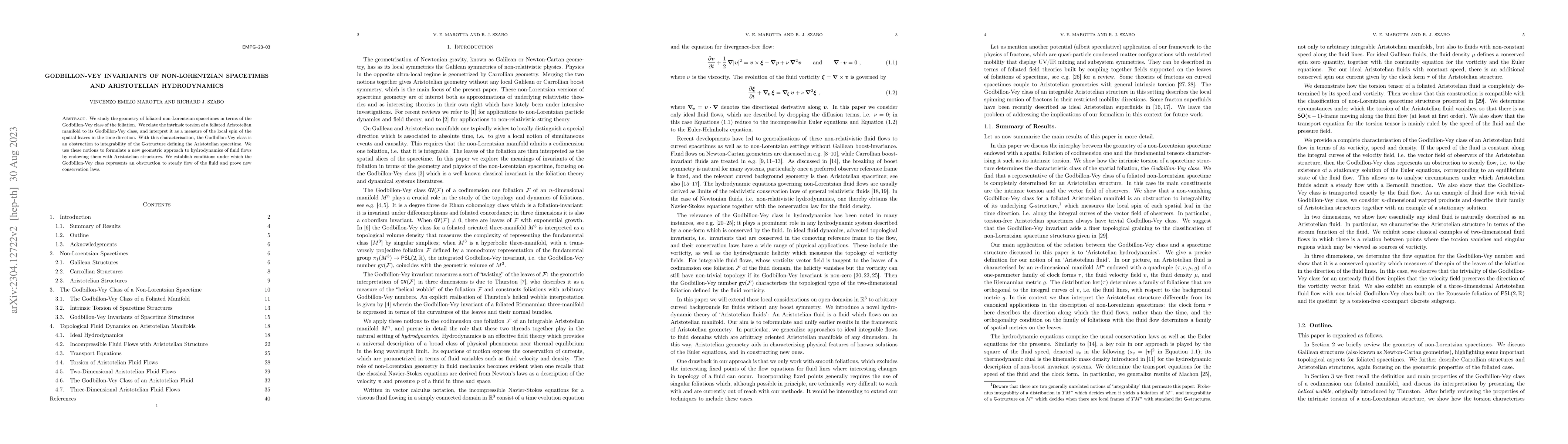 Thumbnail for Godbillon-Vey Invariants of Non-Lorentzian Spacetimes and Aristotelian
  Hydrodynamics