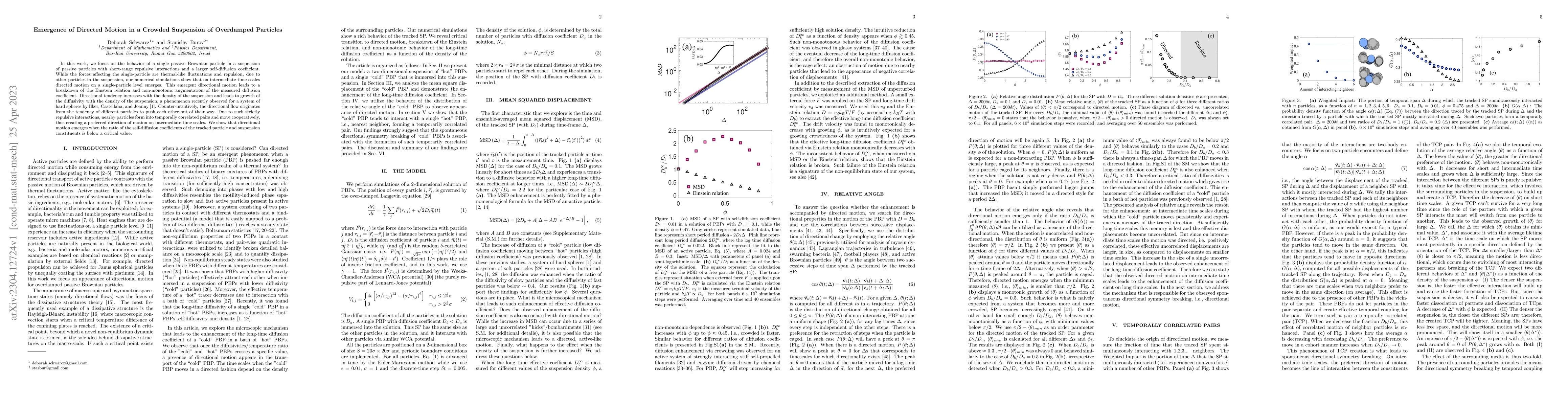 Thumbnail for Emergence of Directed Motion in a Crowded Suspension of Overdamped
  Particles