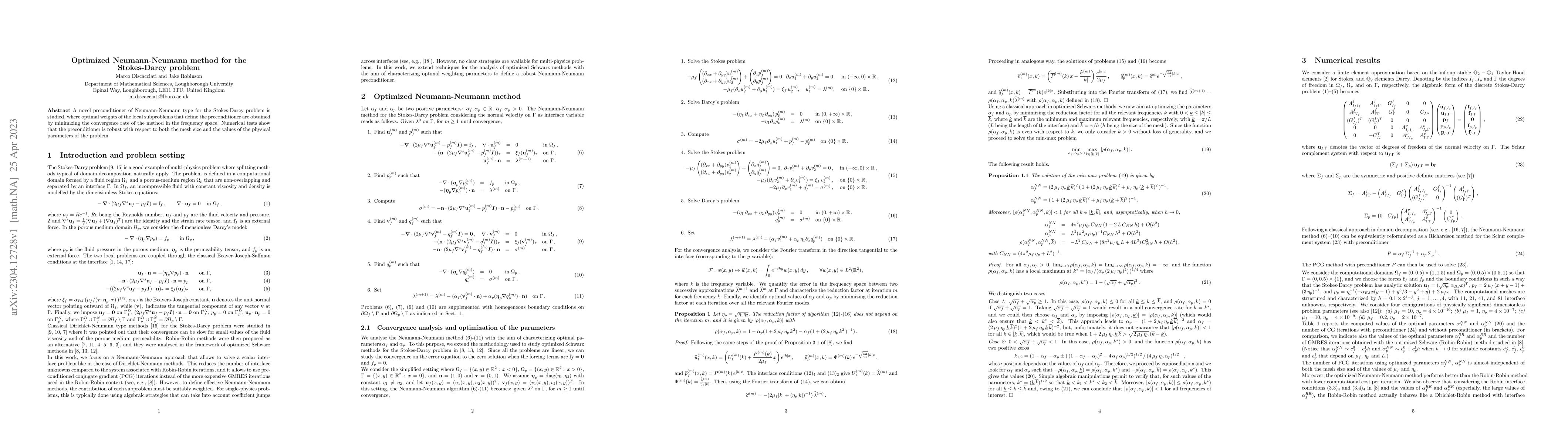 Thumbnail for Optimized Neumann-Neumann method for the Stokes-Darcy problem