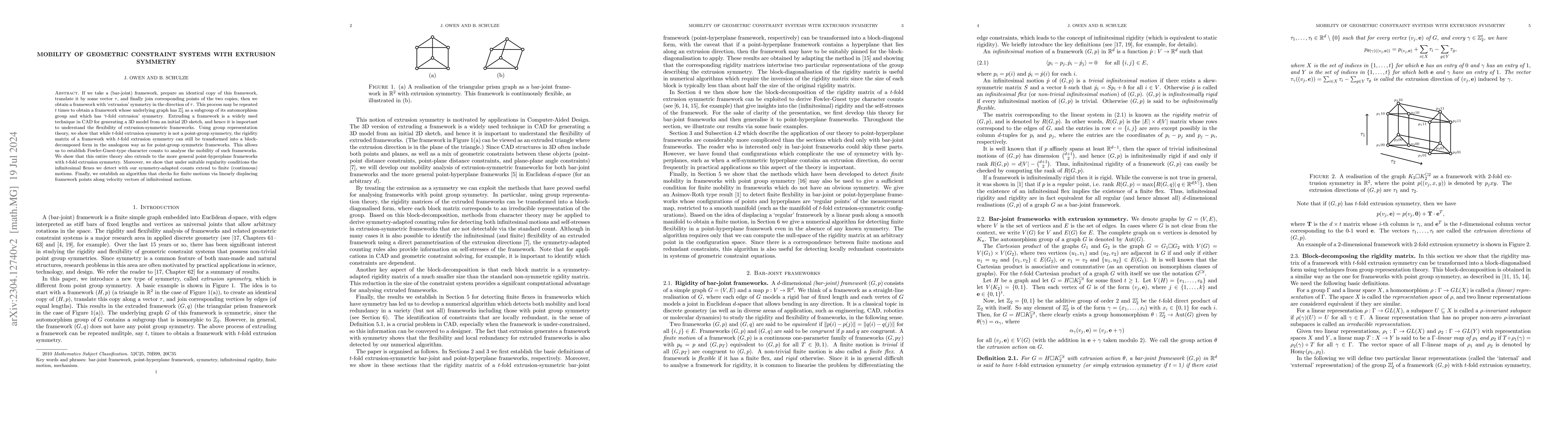 Thumbnail for Mobility of geometric constraint systems with extrusion symmetry