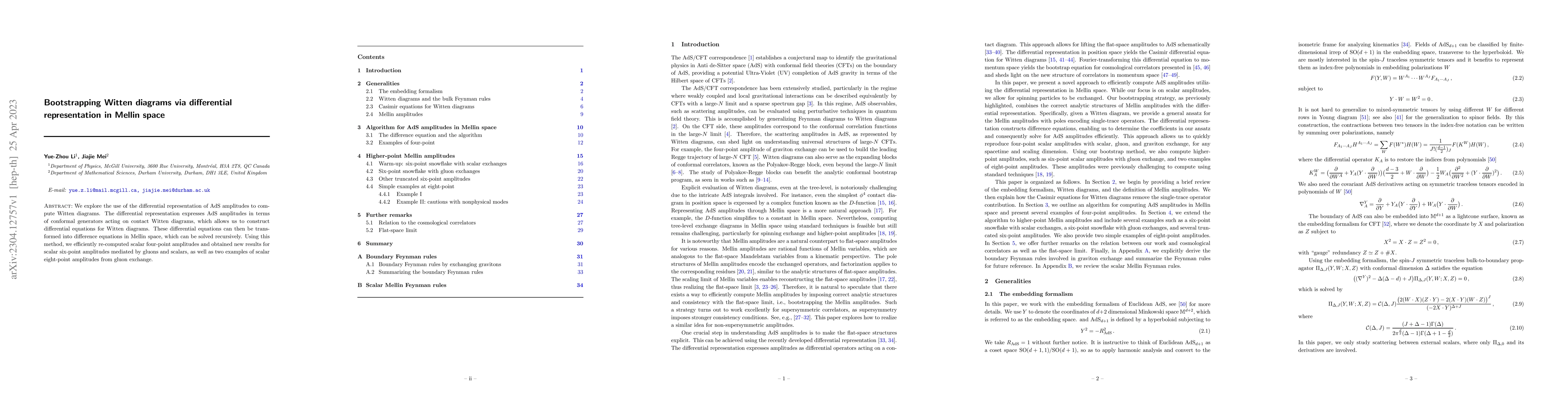 Thumbnail for Bootstrapping Witten diagrams via differential representation in Mellin
  space