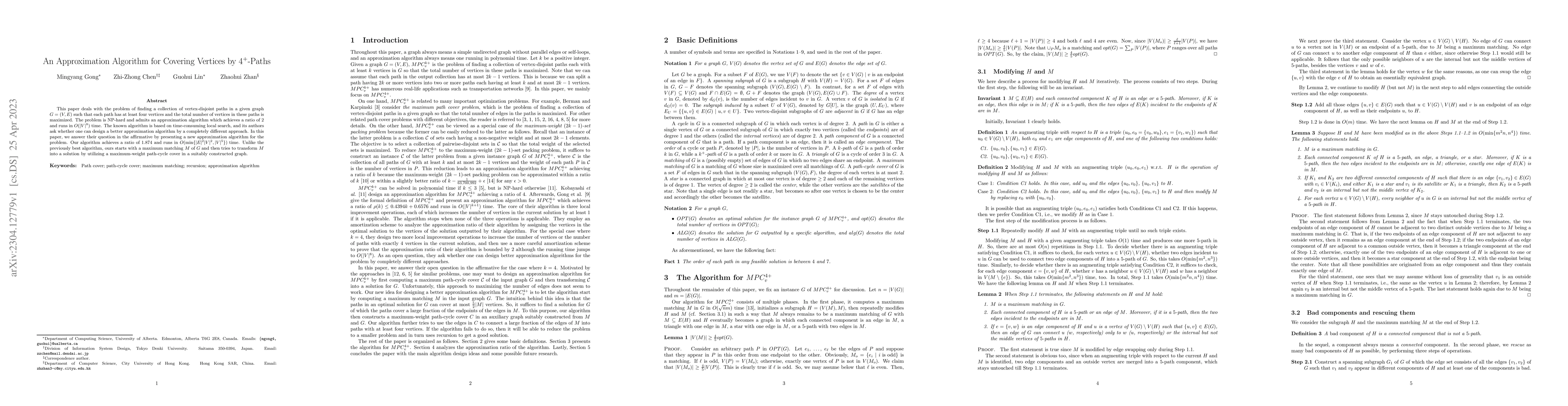 Thumbnail for An Approximation Algorithm for Covering Vertices by 4^+-Paths