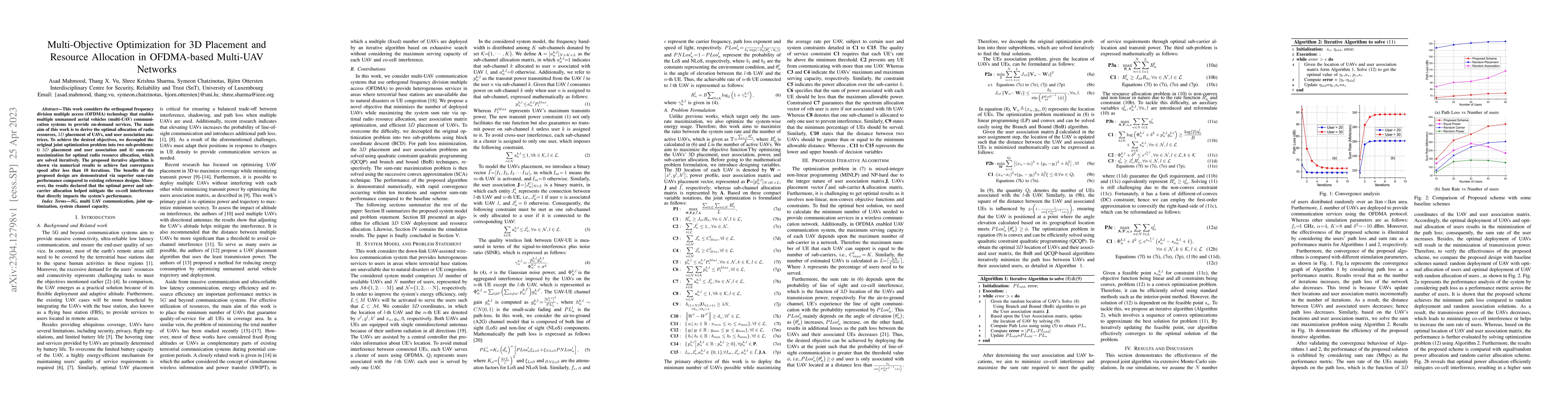 Thumbnail for Multi-Objective Optimization for 3D Placement and Resource Allocation in
  OFDMA-based Multi-UAV Networks