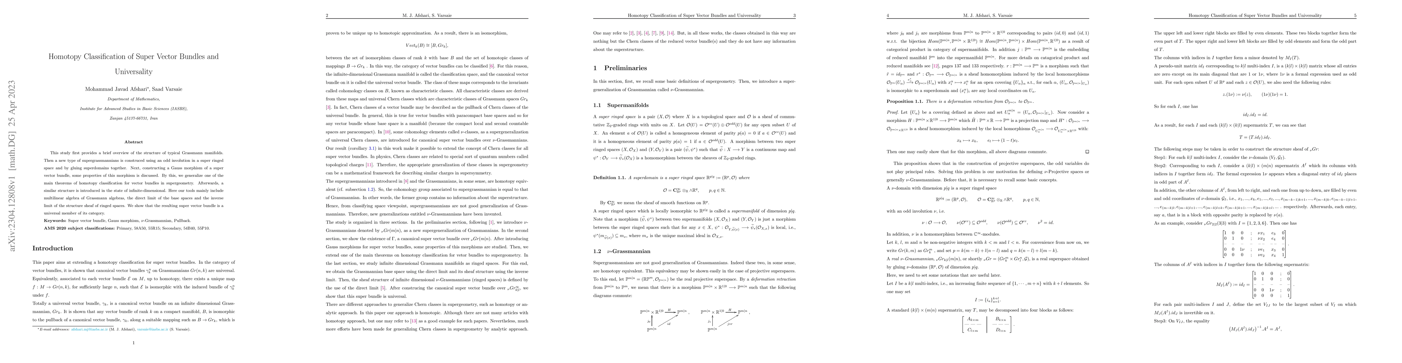 Thumbnail for Homotopy Classification of Super Vector Bundles and Universality