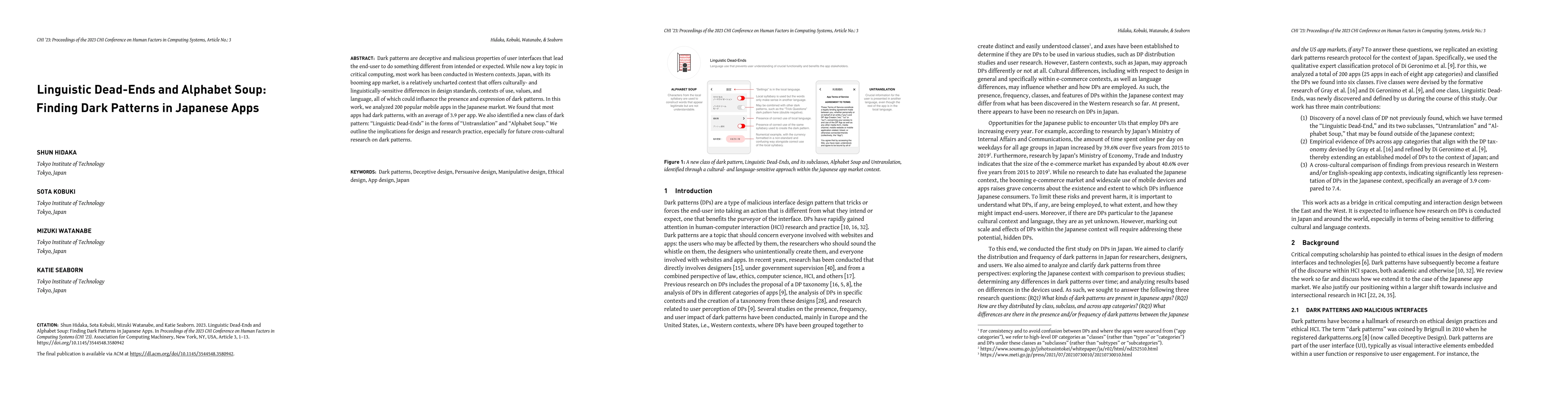 Thumbnail for Linguistic Dead-Ends and Alphabet Soup: Finding Dark Patterns in
  Japanese Apps