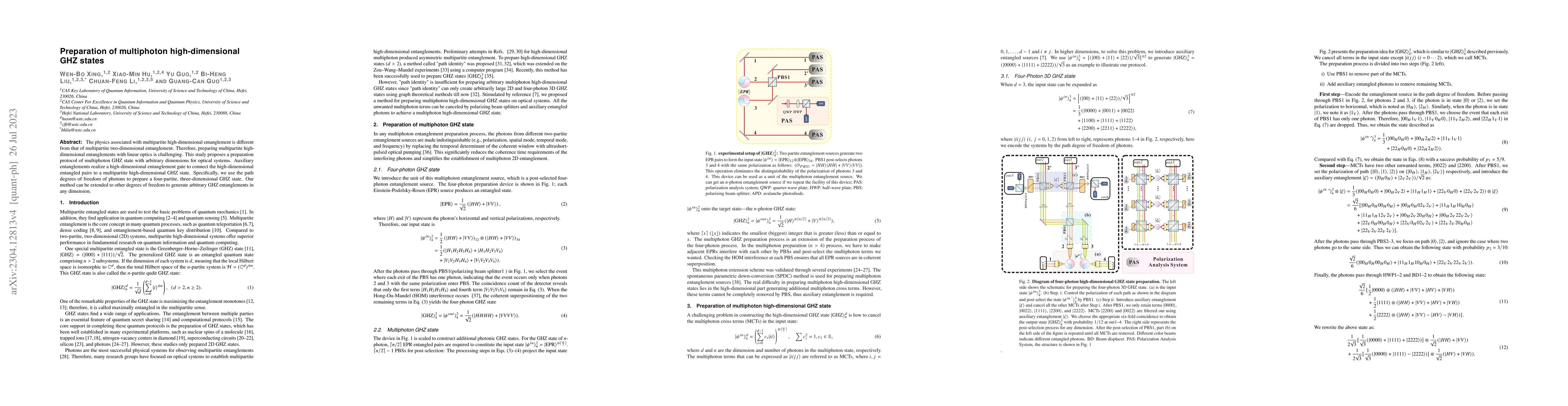 Thumbnail for Preparation of multiphoton high-dimensional GHZ state