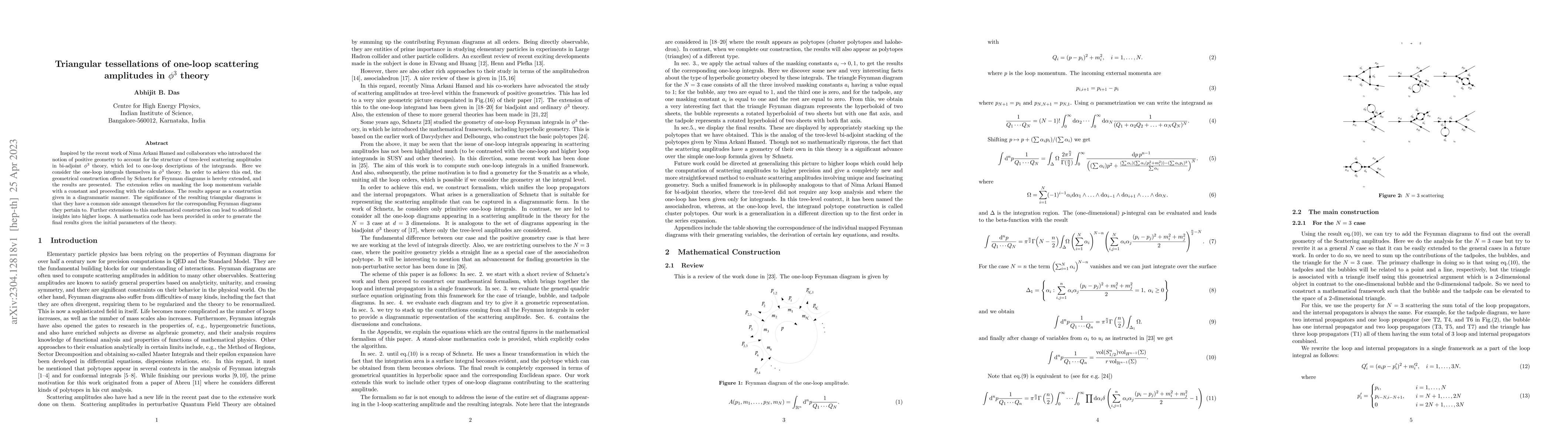 Thumbnail for Triangular tessellations of one-loop scattering amplitudes in $\phi^3$
  theory