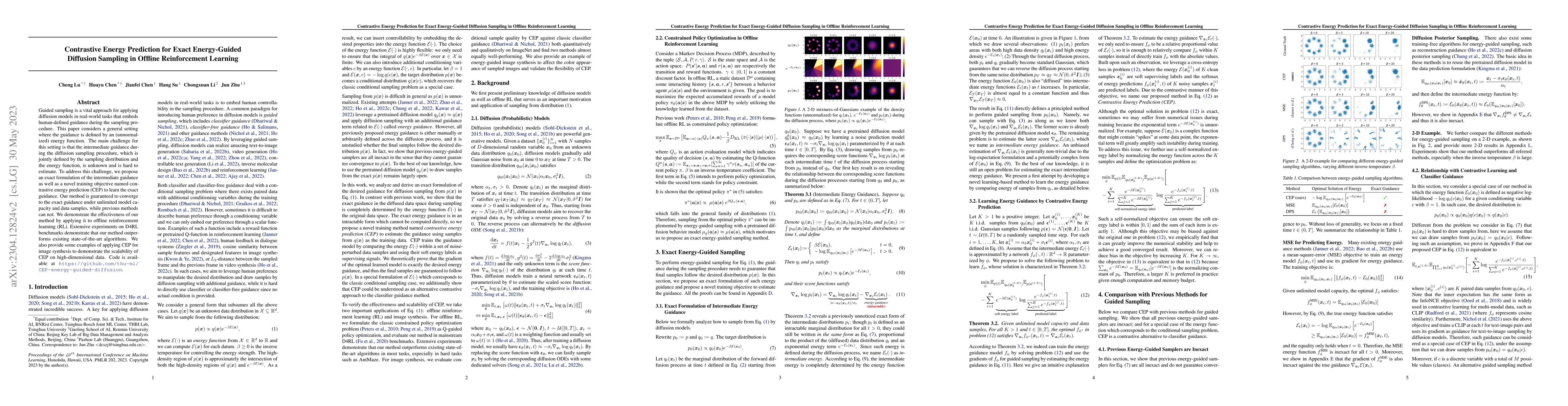 Thumbnail for Contrastive Energy Prediction for Exact Energy-Guided Diffusion Sampling
  in Offline Reinforcement Learning