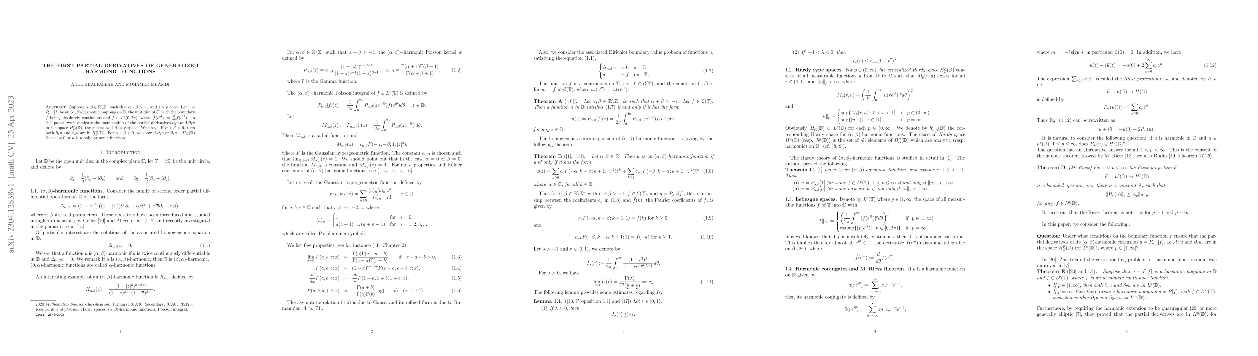 Thumbnail for The first partial derivatives of generalized harmonic functions