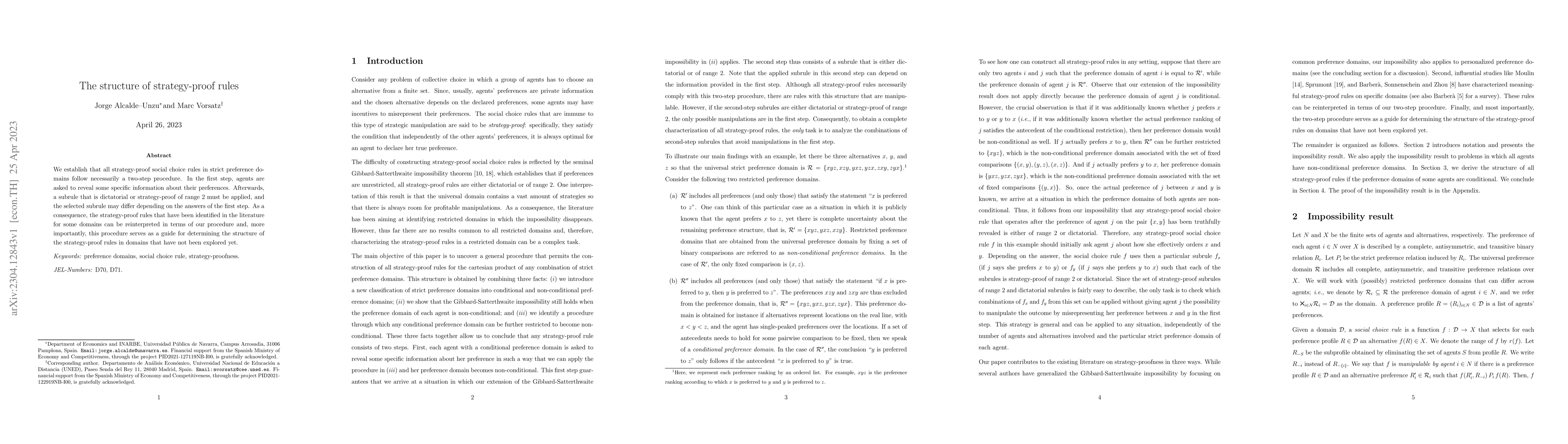 Thumbnail for The structure of strategy-proof rules