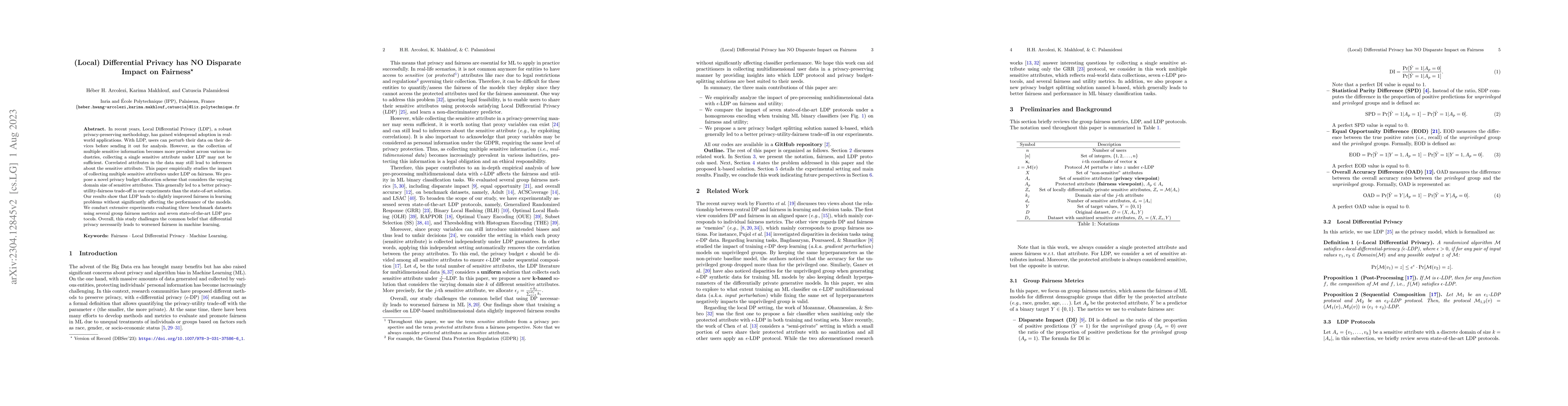 Thumbnail for (Local) Differential Privacy has NO Disparate Impact on Fairness