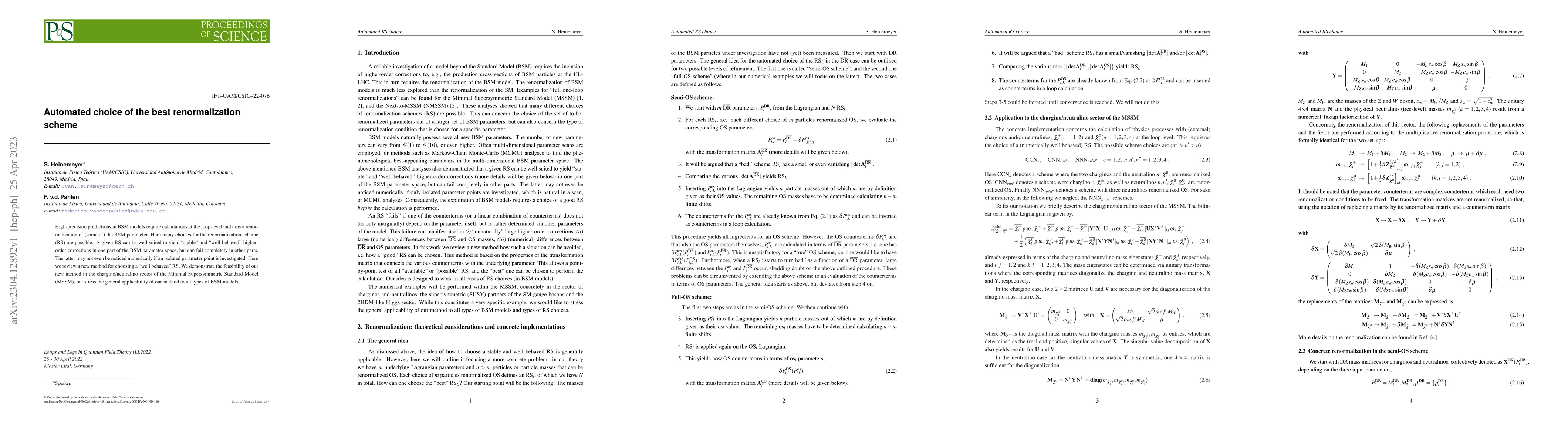 Thumbnail for Automated choice of the best renormalization scheme