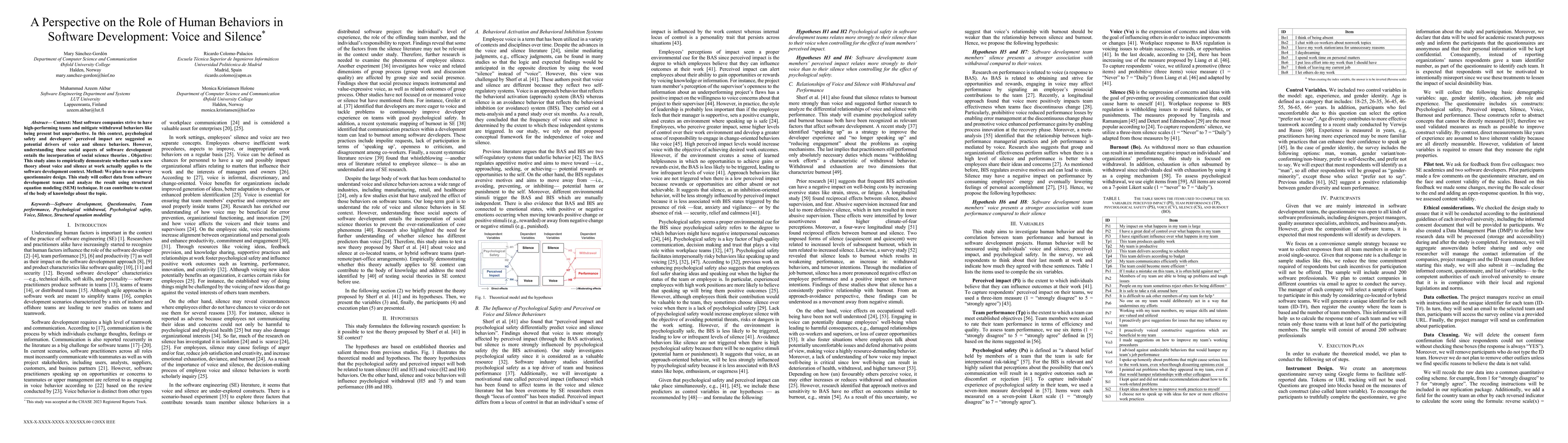 Thumbnail for A Perspective on the Role of Human Behaviors in Software Development:
  Voice and Silence