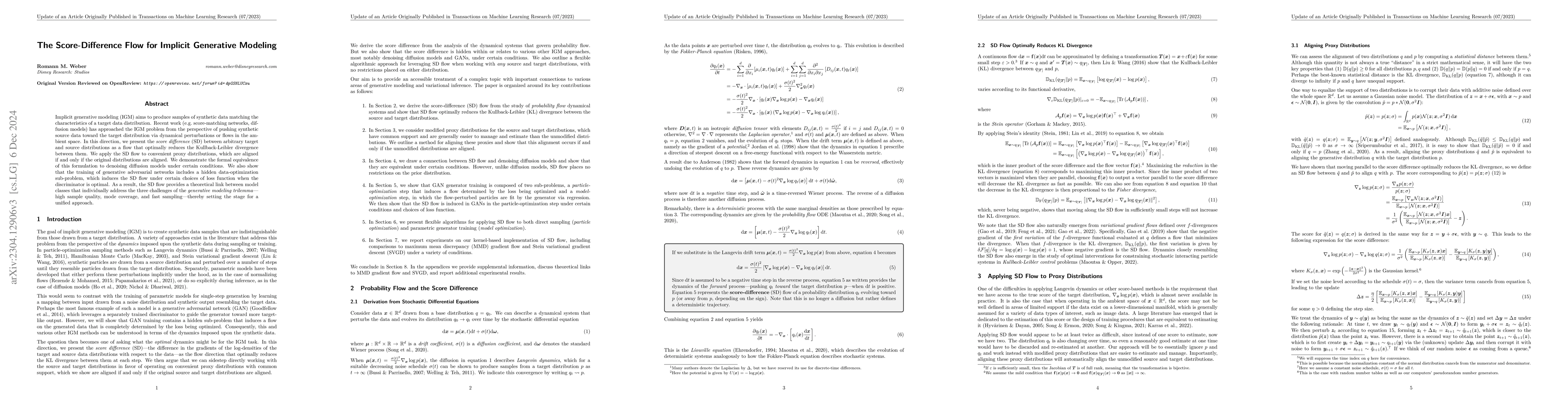 Thumbnail for The Score-Difference Flow for Implicit Generative Modeling