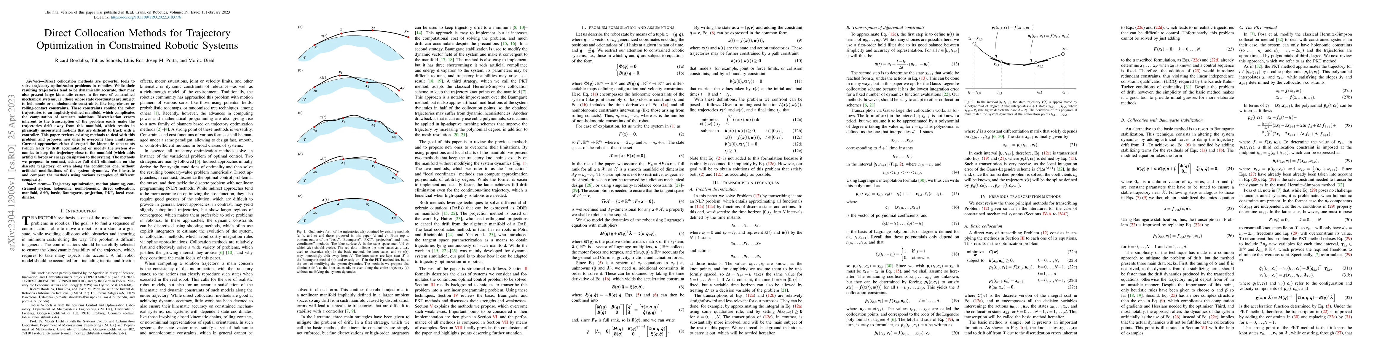Thumbnail for Direct Collocation Methods for Trajectory Optimization in Constrained
  Robotic Systems