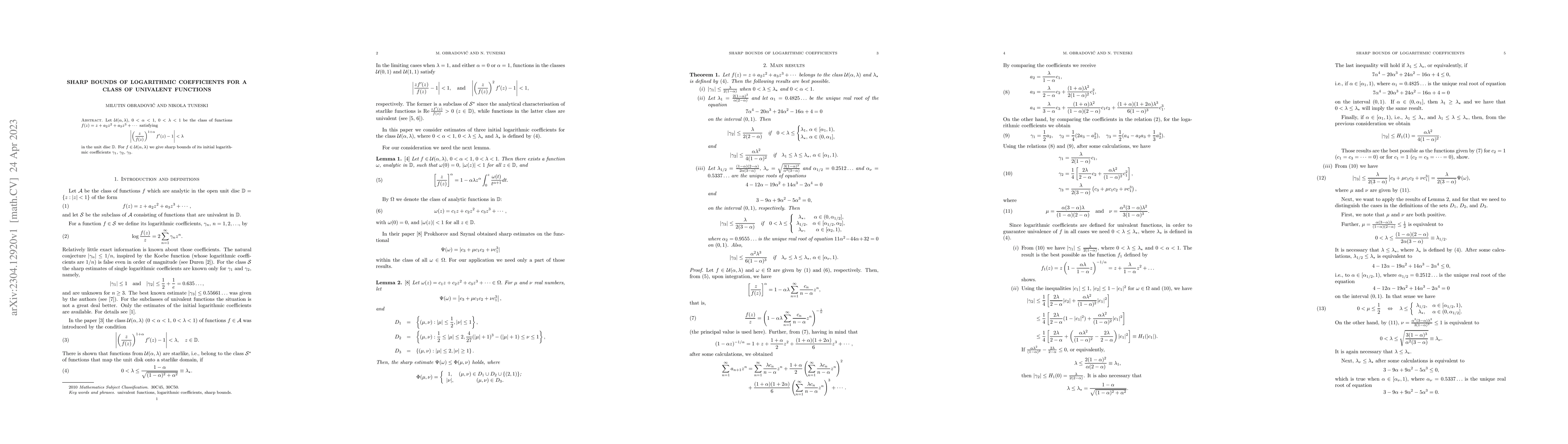 Thumbnail for Sharp bounds of logarithmic coefficients for a class of univalent
  functions