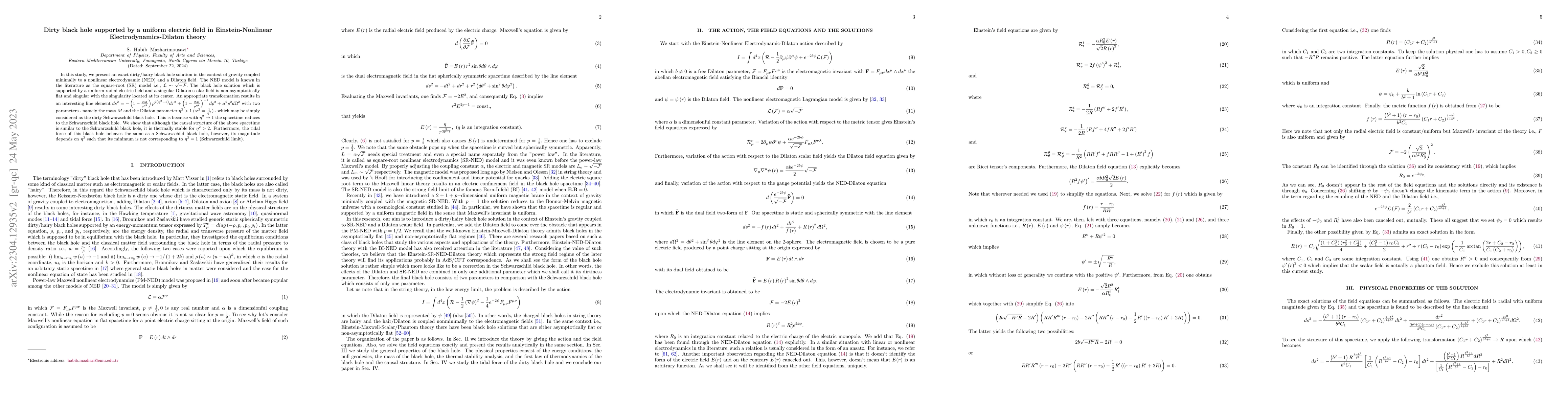 Thumbnail for Dirty black hole supported by a uniform electric field in
  Einstein-Nonlinear Electrodynamics-Dilaton theory