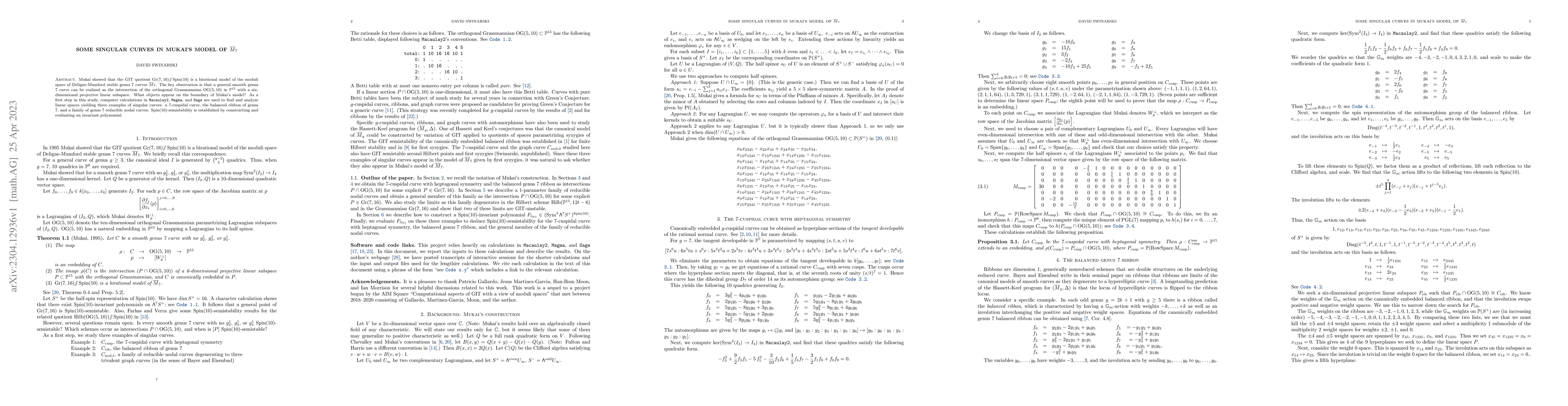 Thumbnail for Some singular curves in Mukai's model of $\overline{M}_7$