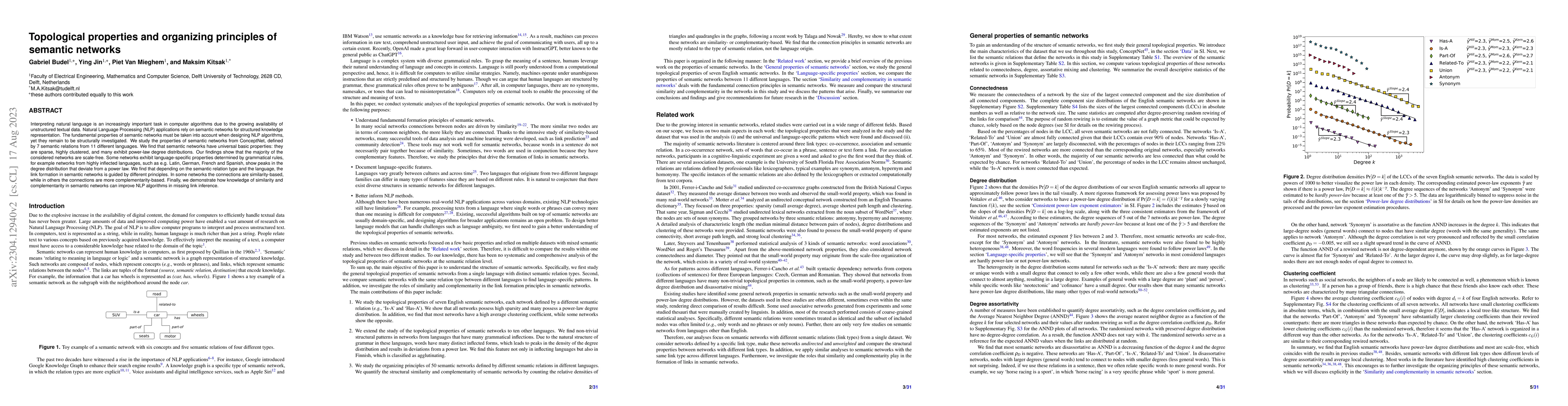 Thumbnail for Topological properties and organizing principles of semantic networks