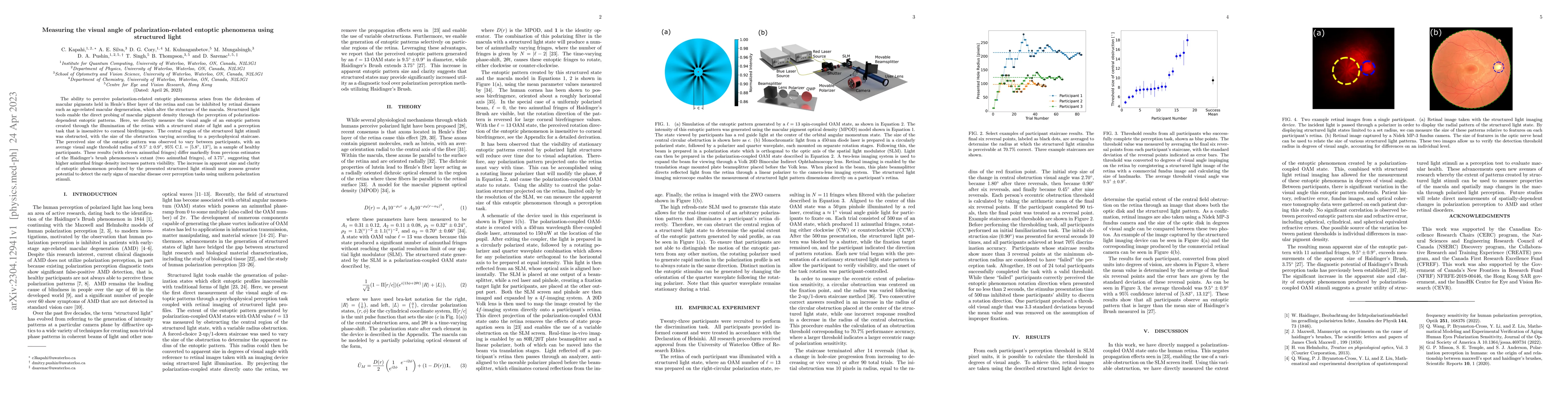Thumbnail for Measuring the visual angle of polarization-related entoptic phenomena
  using structured light