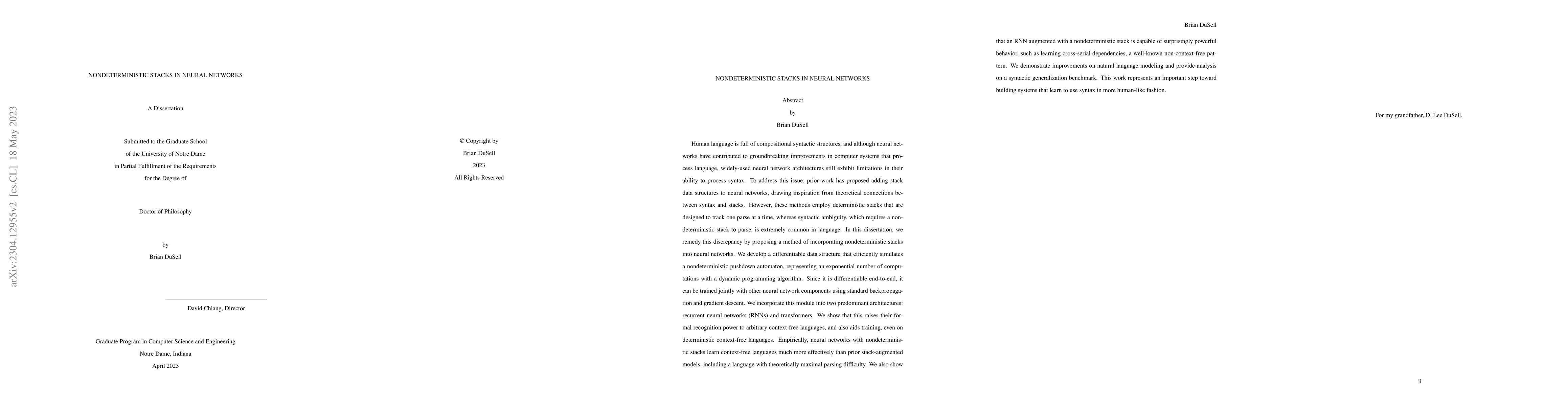 Thumbnail for Nondeterministic Stacks in Neural Networks