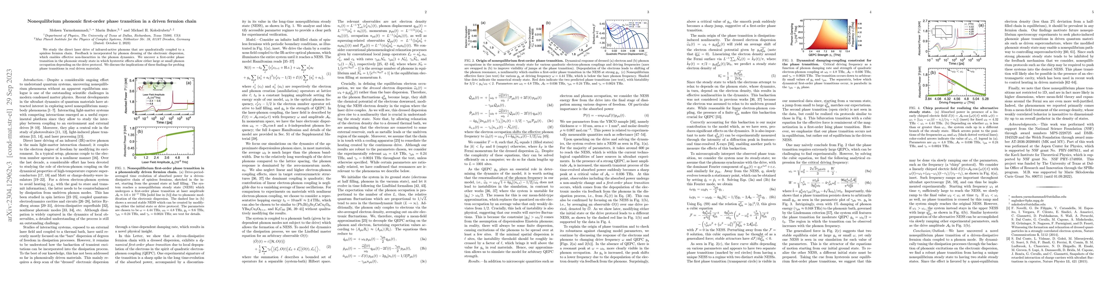 Thumbnail for Nonequilibrium phononic first-order phase transition in a driven fermion
  chain