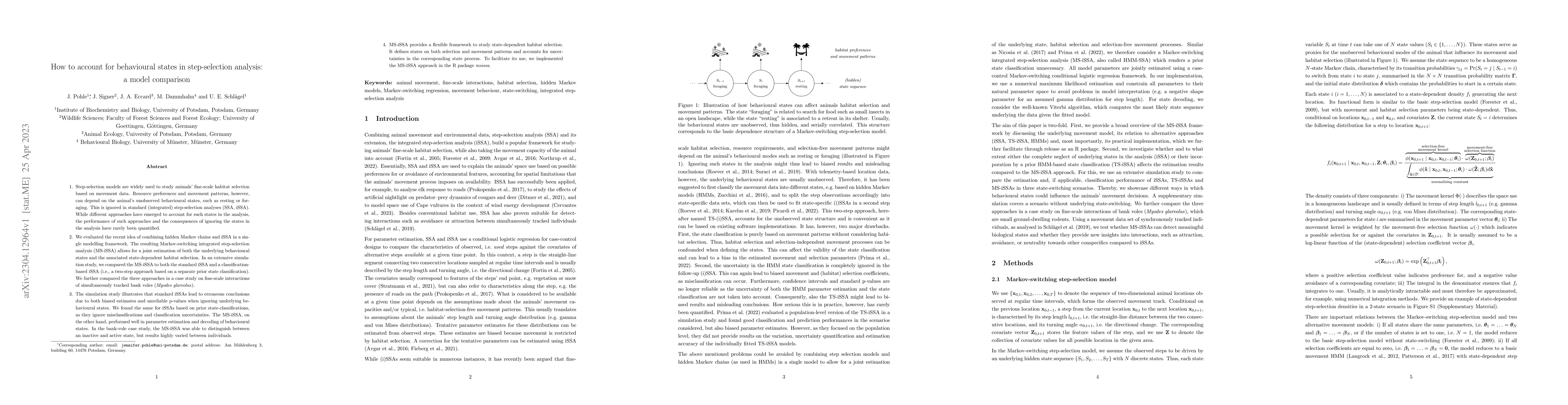 Thumbnail for How to account for behavioural states in step-selection analysis: a
  model comparison