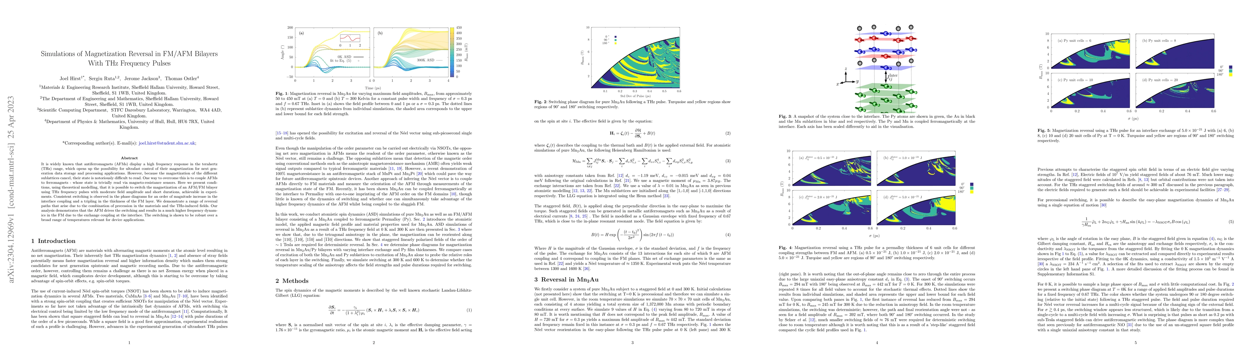 Thumbnail for Simulations of Magnetization Reversal in FM/AFM Bilayers With THz
  Frequency Pulses